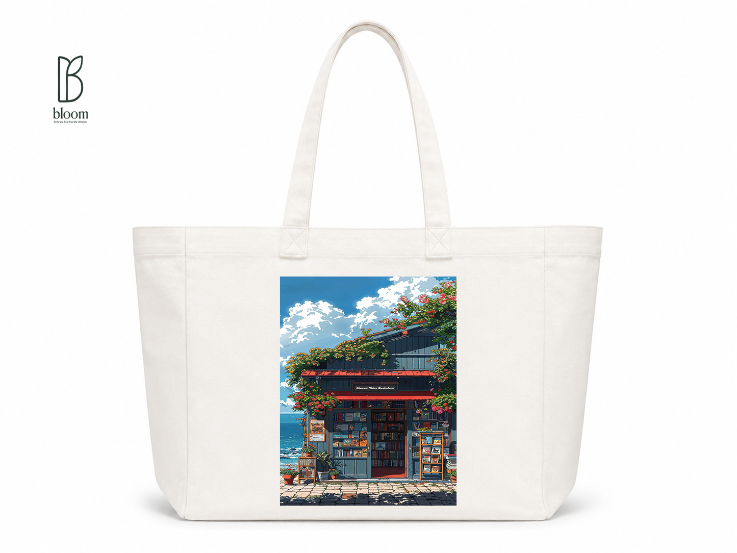 Classic Tides canvas tote bag - Extended White | Bloom Bags BD