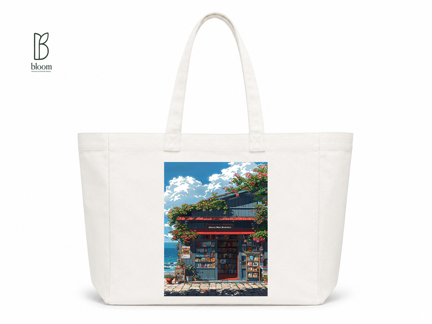 Classic Tides canvas tote bag - Extended White | Bloom Bags BD
