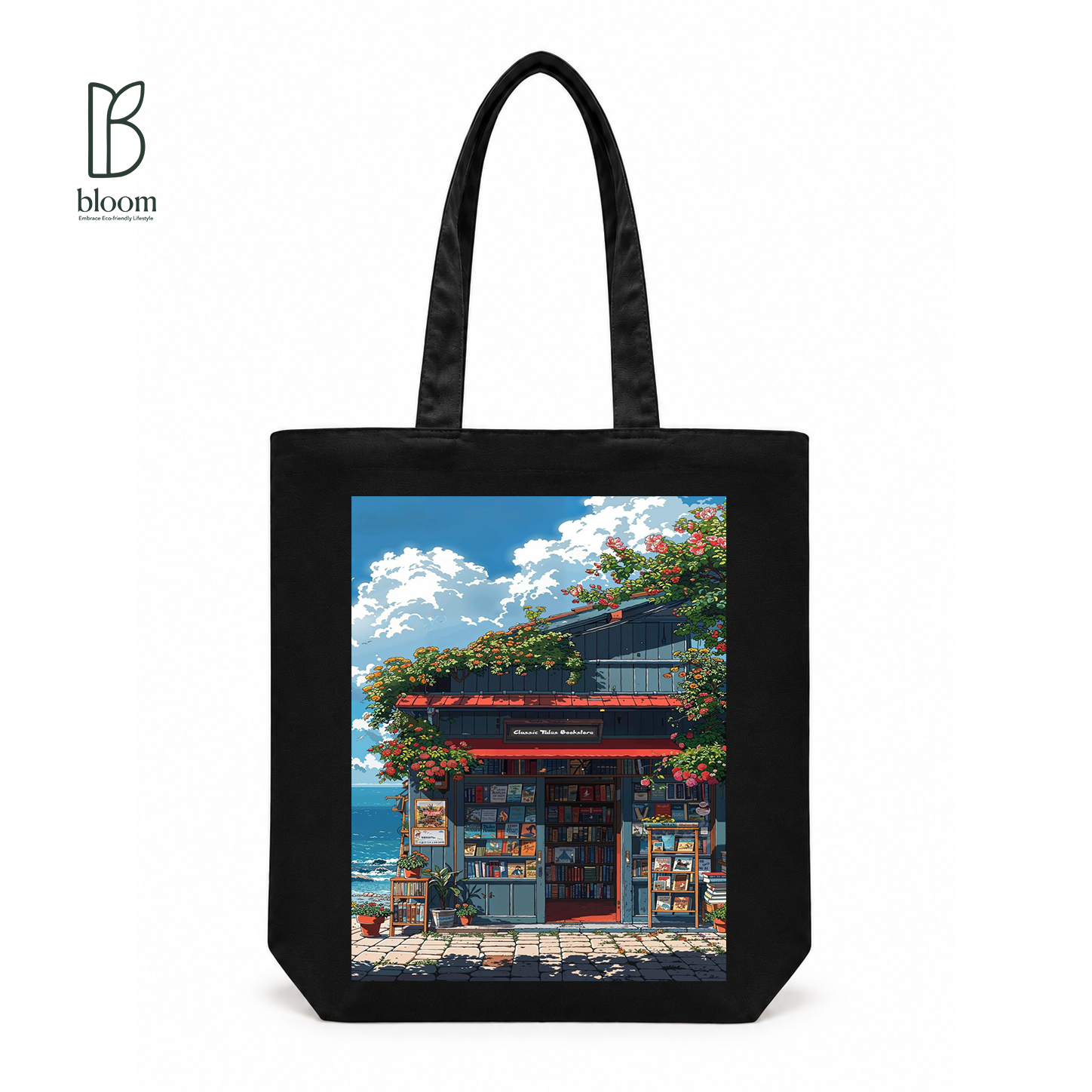 Classic Tides canvas tote bag - Regular Black | Bloom Bags BD