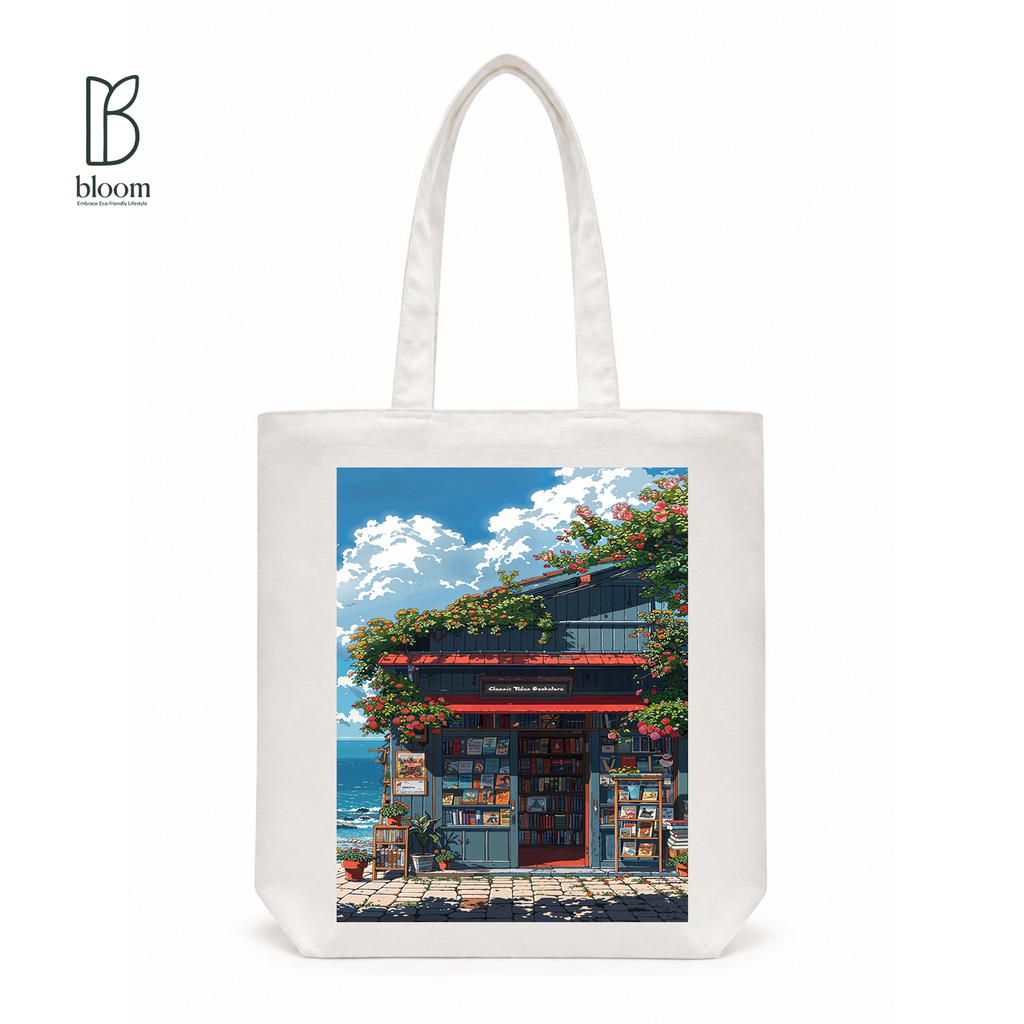 Classic Tides canvas tote bag - Regular White | Bloom Bags BD