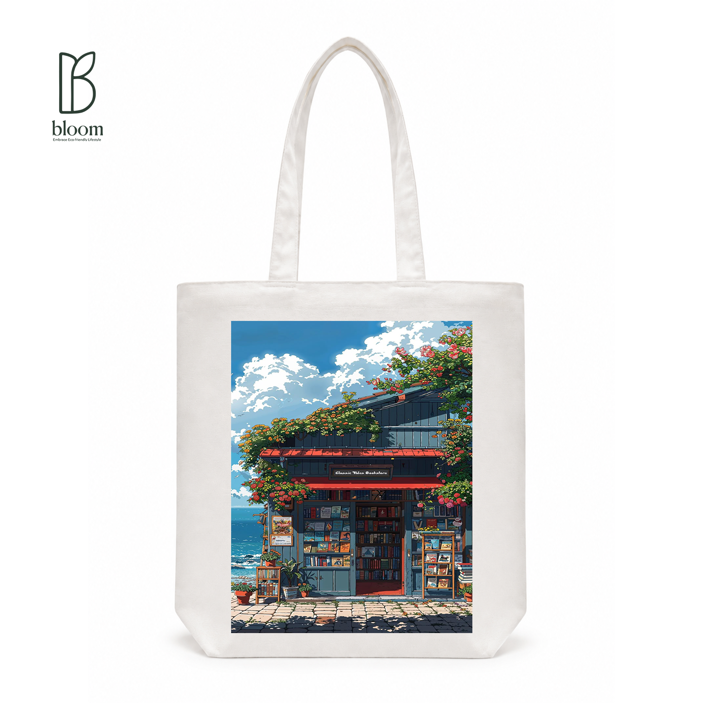Classic Tides canvas tote bag - Regular White | Bloom Bags BD
