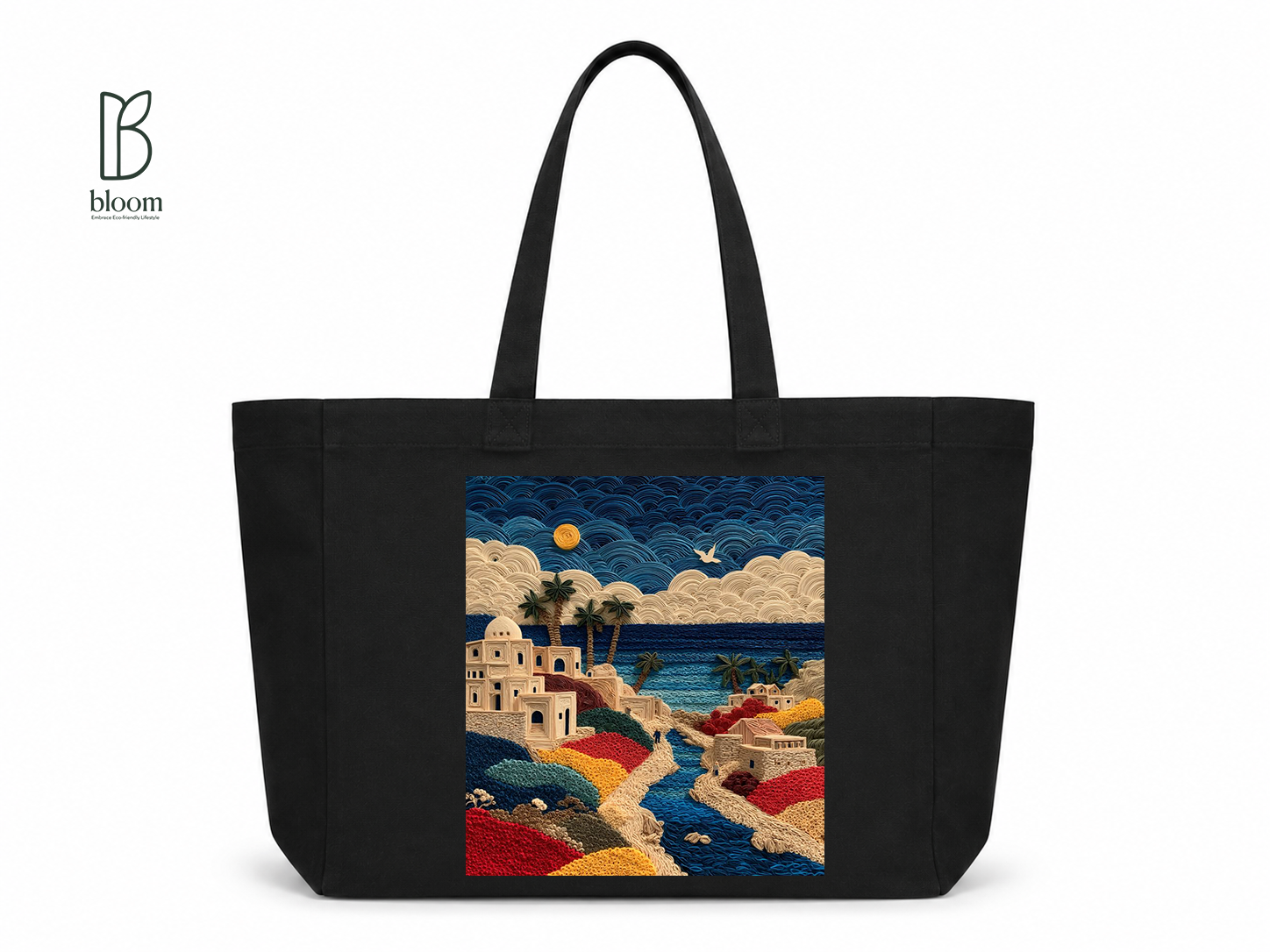 Coastal Threads canvas tote bag - Extended Black | Bloom Bags BD