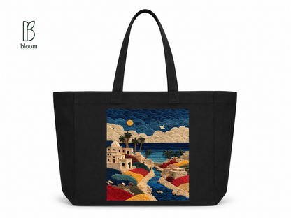Coastal Threads canvas tote bag - Extended Black | Bloom Bags BD