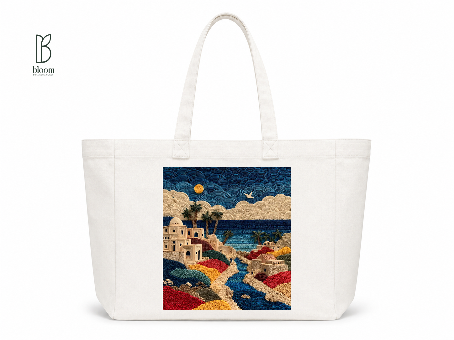 Coastal Threads canvas tote bag - Extended White | Bloom Bags BD