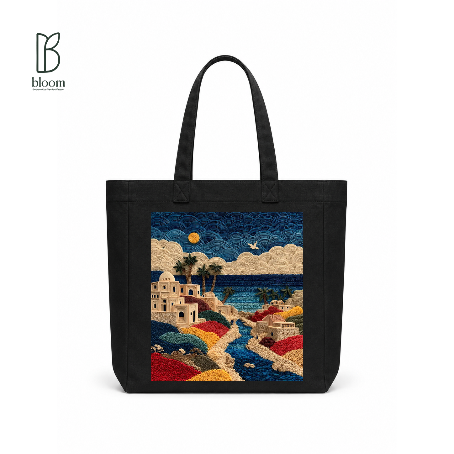 Coastal Threads canvas tote bag - Square Black | Bloom Bags BD