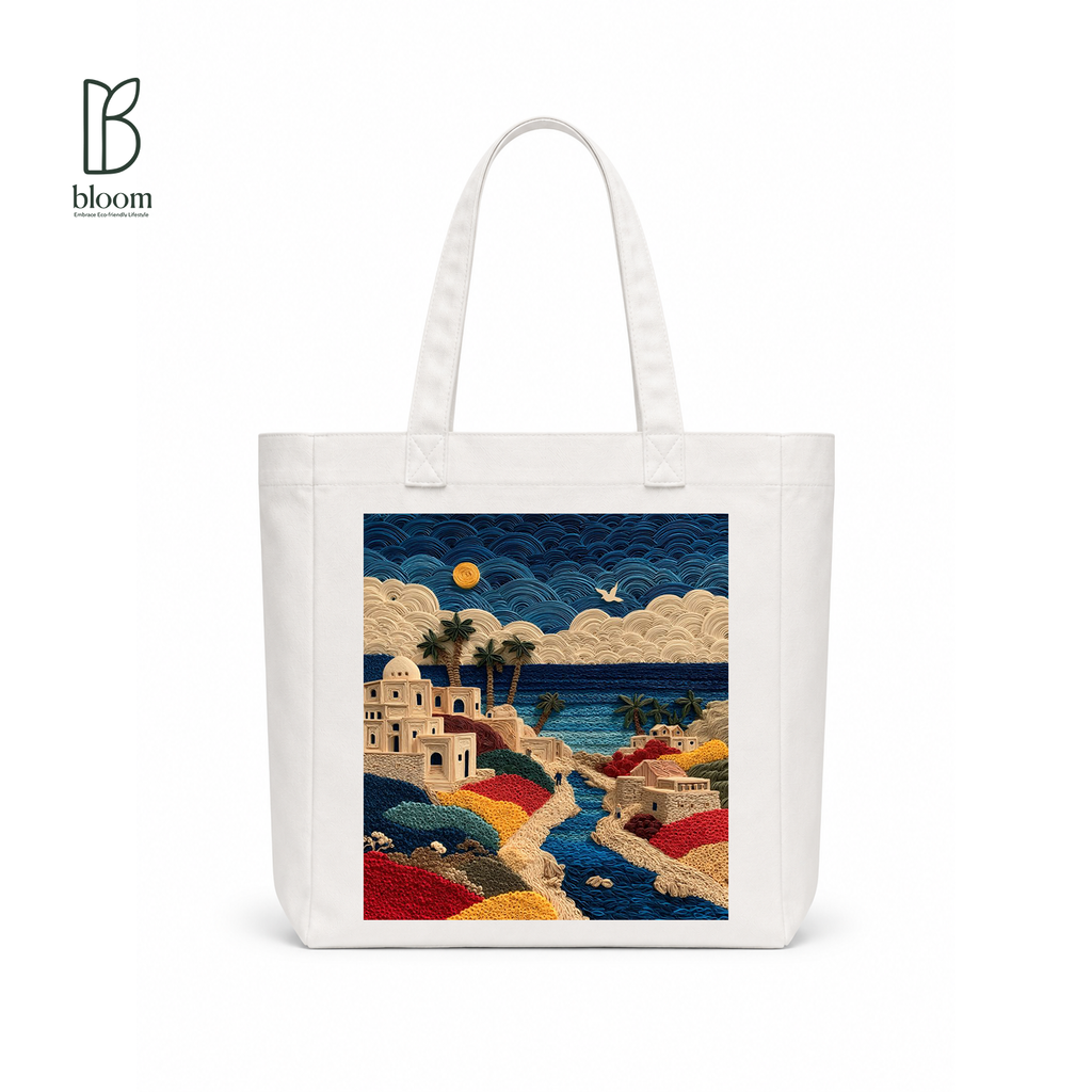 Coastal Threads canvas tote bag - Square White | Bloom Bags BD