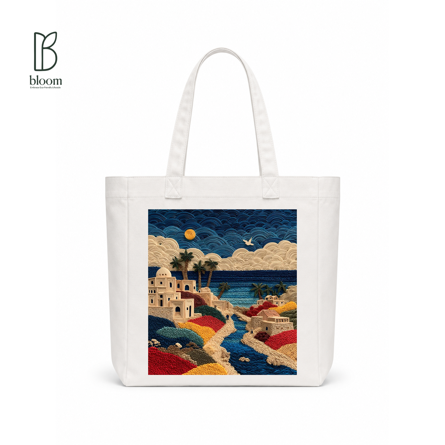 Coastal Threads canvas tote bag - Square White | Bloom Bags BD