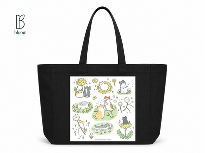 Dandelion Wishes canvas tote bag - Extended Black | Bloom Bags BD