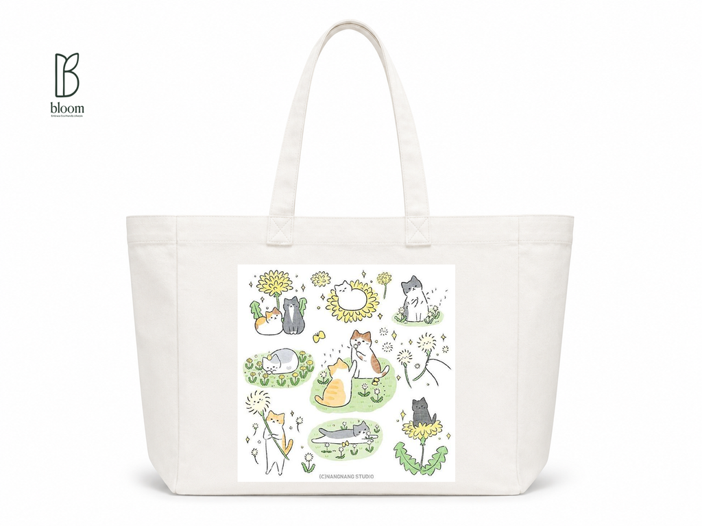 Dandelion Wishes canvas tote bag - Extended White | Bloom Bags BD
