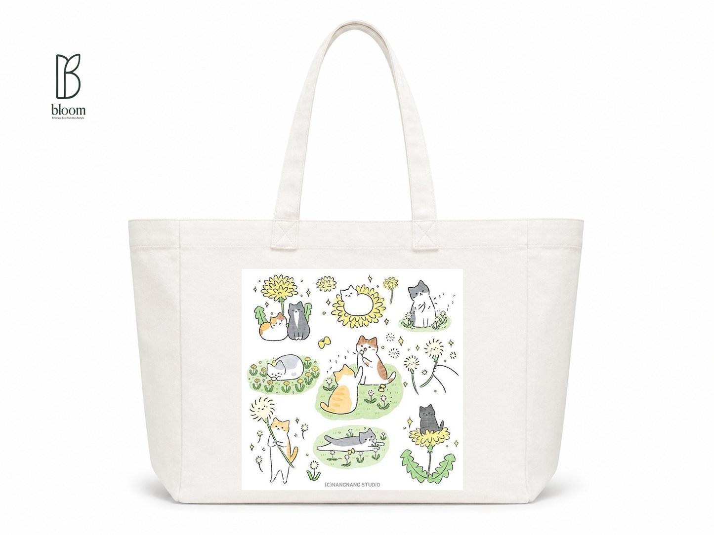 Dandelion Wishes canvas tote bag - Extended White | Bloom Bags BD