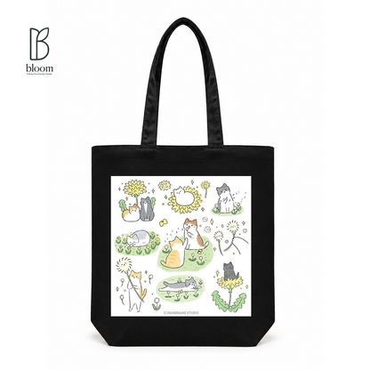 Dandelion Wishes canvas tote bag - Regular Black | Bloom Bags BD