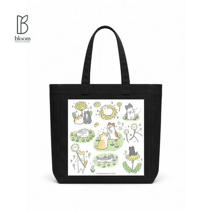 Dandelion Wishes canvas tote bag - Square Black | Bloom Bags BD