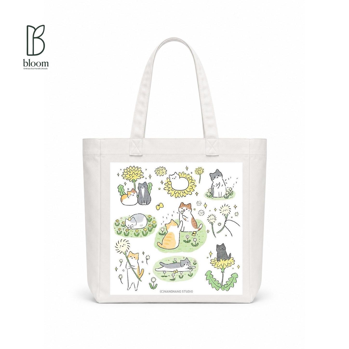 Dandelion Wishes canvas tote bag - Square White | Bloom Bags BD
