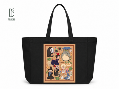 Ghibli Reverie canvas tote bag - Extended Black | Bloom Bags BD