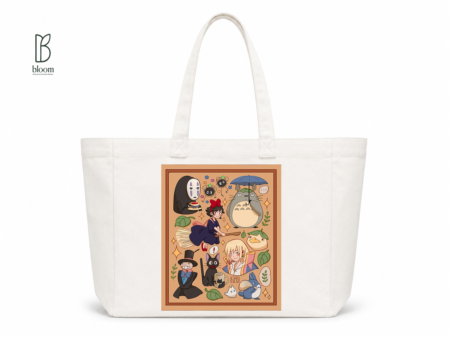 Ghibli Reverie canvas tote bag - Extended White | Bloom Bags BD