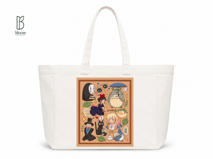 Ghibli Reverie canvas tote bag - Extended White | Bloom Bags BD