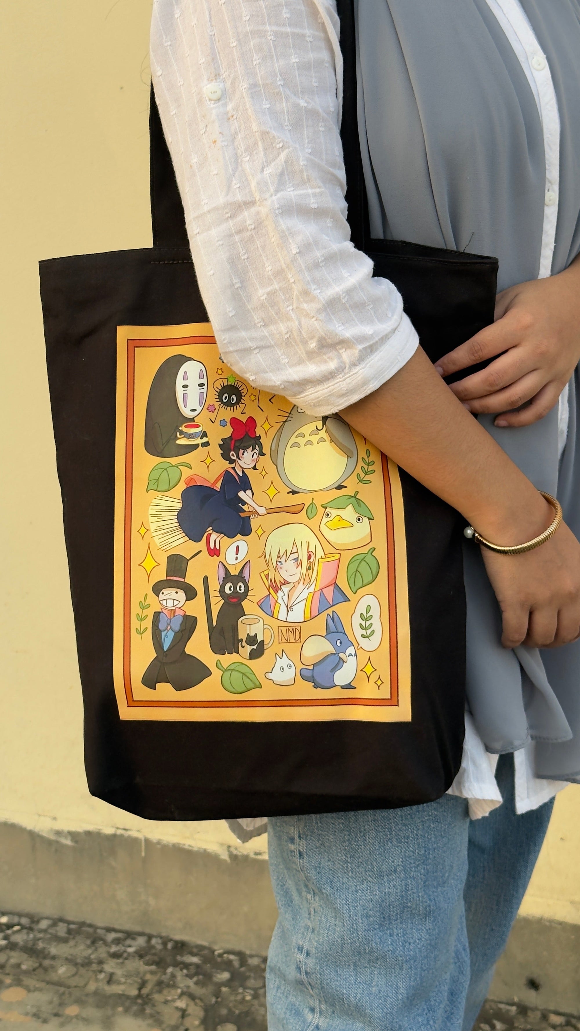 Ghibli Sketchbook canvas tote bag - lifestyle photo | Bloom Bags BD