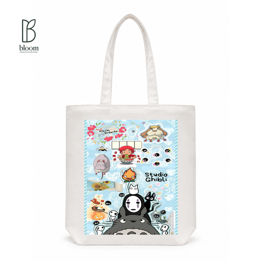 Ghibli Sketchbook canvas tote bag - Regular White | Bloom Bags BD