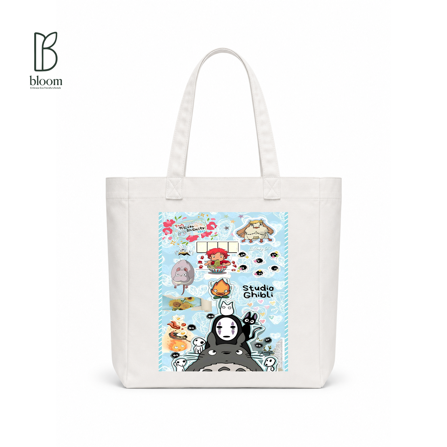 Ghibli Sketchbook canvas tote bag - Square White | Bloom Bags BD