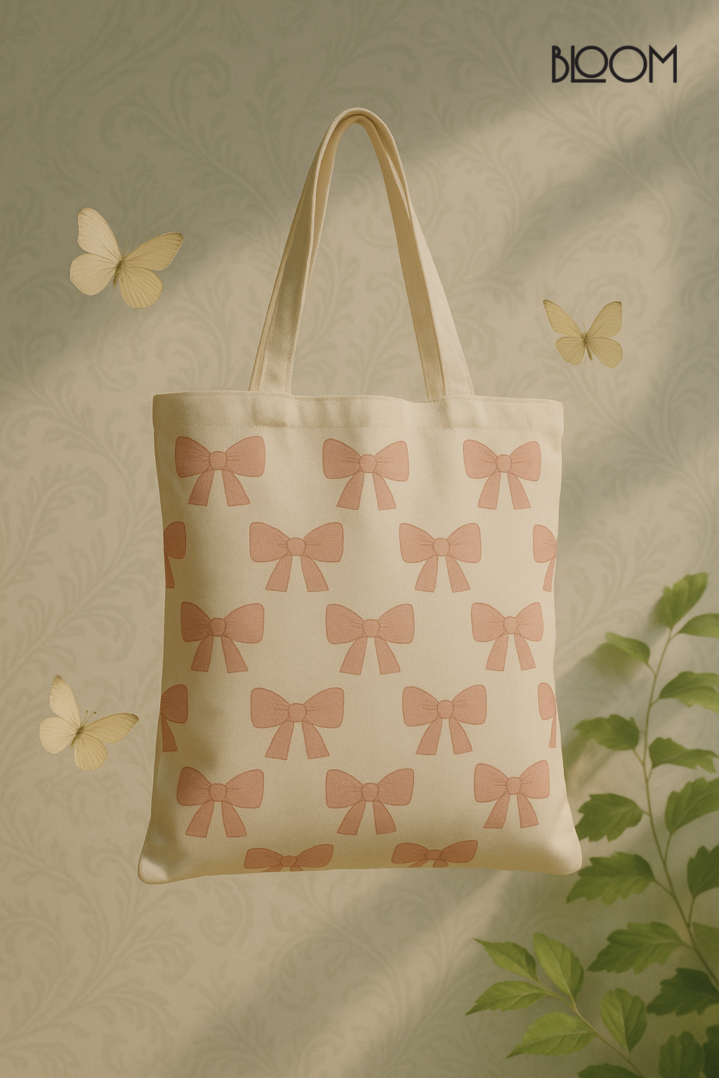 Gothic Bow Butterfly canvas tote bag - styled photo (unconfirmed match) | Bloom Bags BD