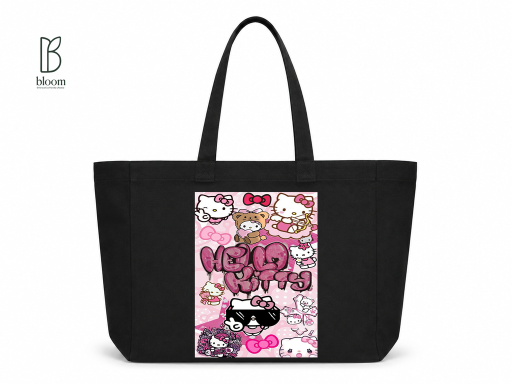 Hello Kitty Graffiti canvas tote bag - Extended Black | Bloom Bags BD