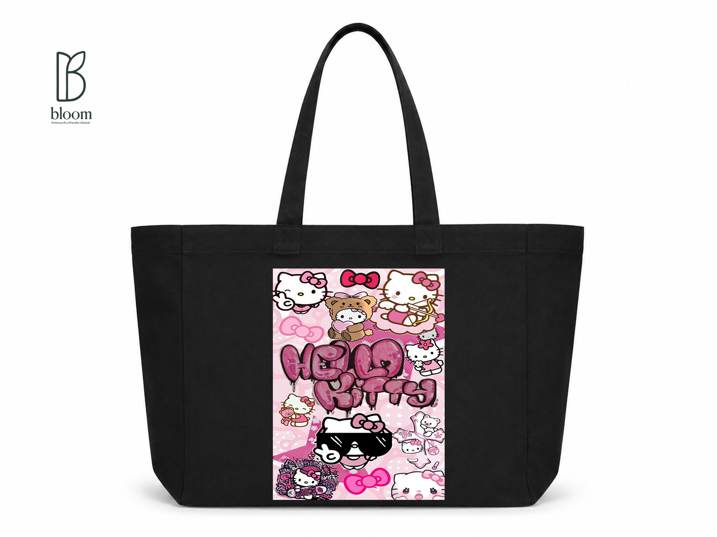 Hello Kitty Graffiti canvas tote bag - Extended Black | Bloom Bags BD