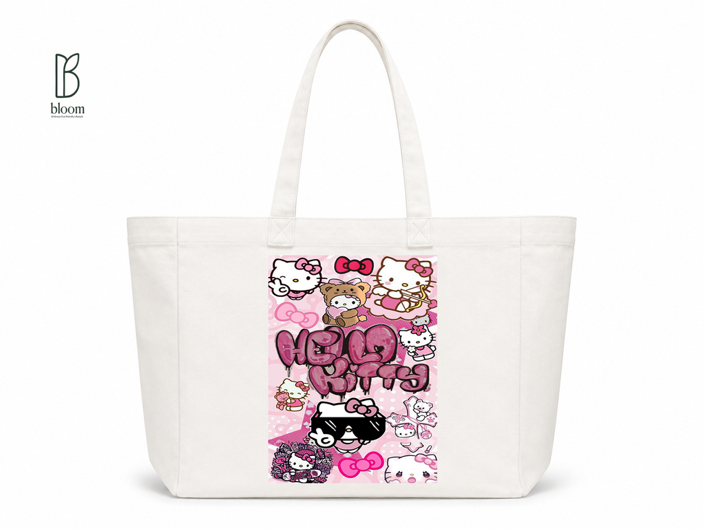 Hello Kitty Graffiti canvas tote bag - Extended White | Bloom Bags BD
