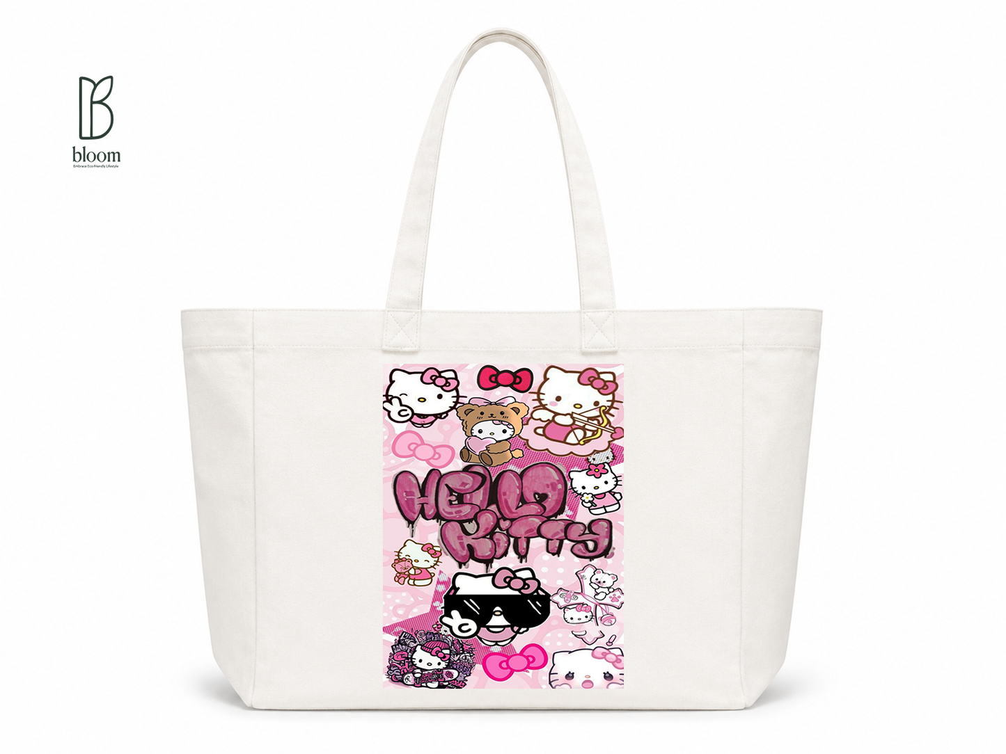 Hello Kitty Graffiti canvas tote bag - Extended White | Bloom Bags BD