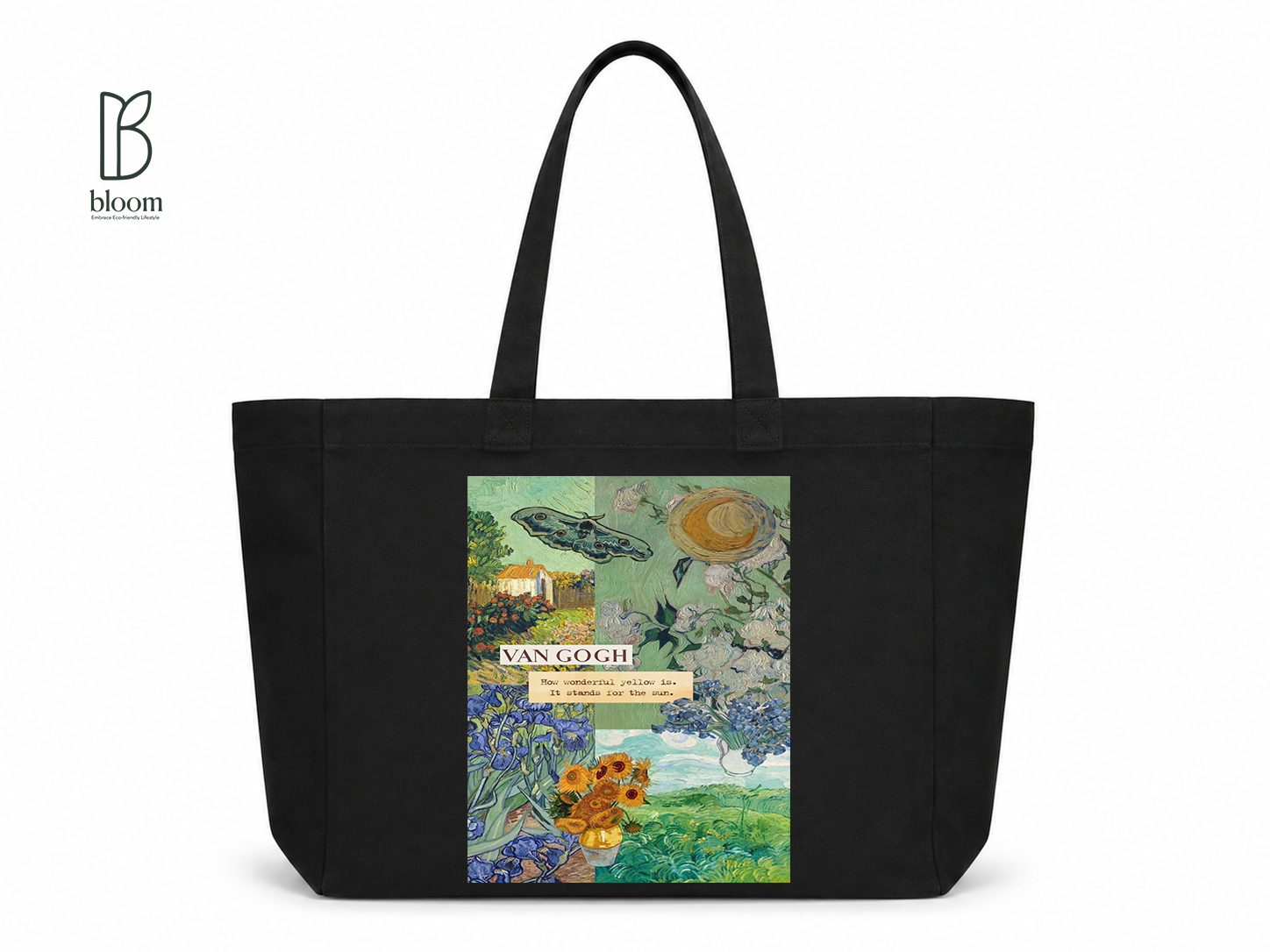 How Wonderful Yellow canvas tote bag - Extended Black | Bloom Bags BD