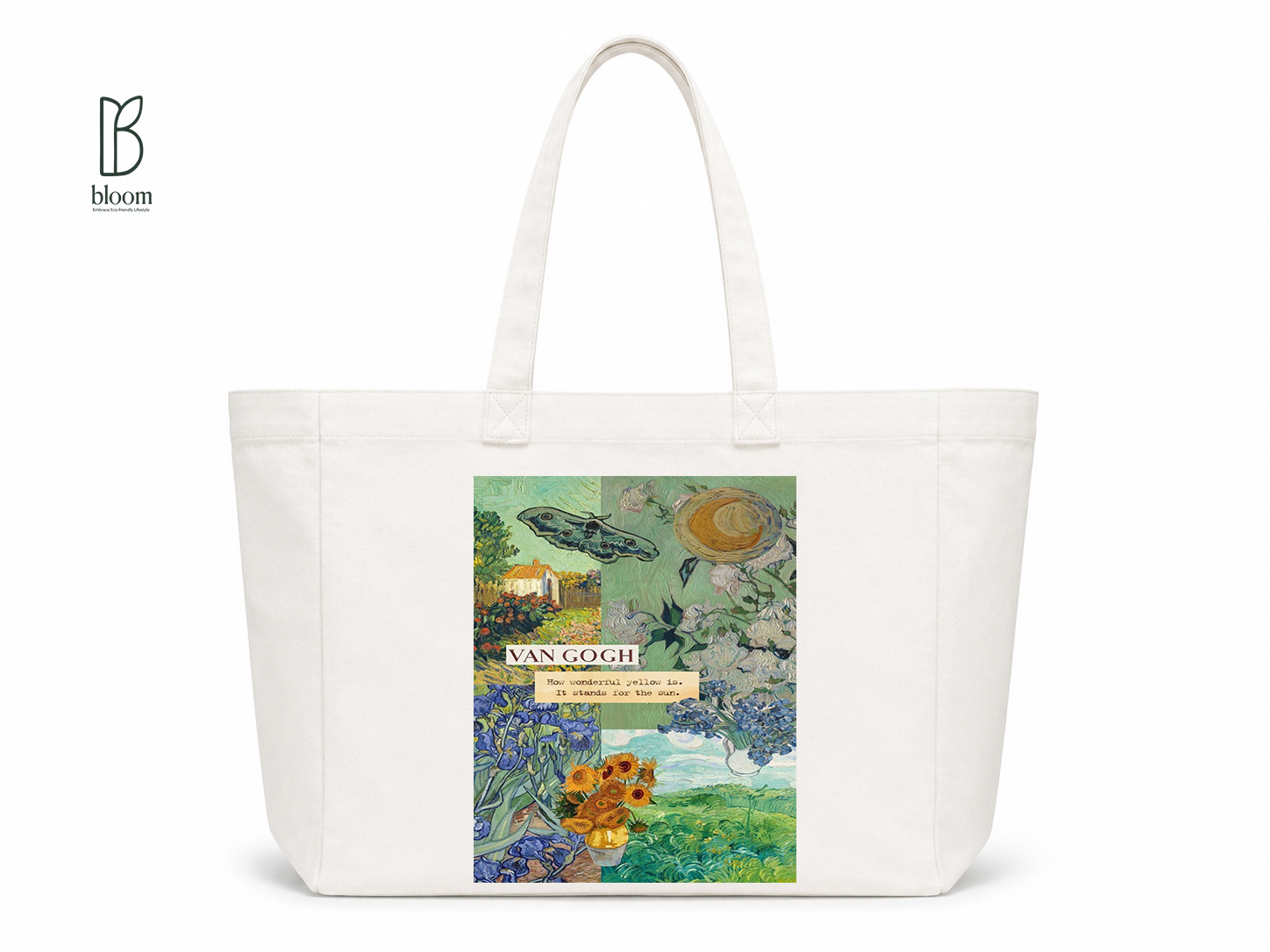 How Wonderful Yellow canvas tote bag - Extended White | Bloom Bags BD
