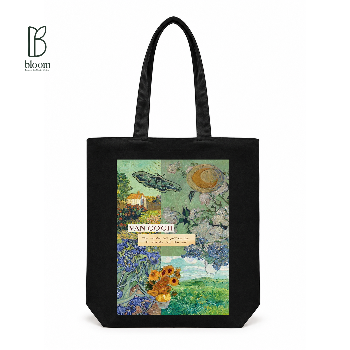 How Wonderful Yellow canvas tote bag - Regular Black | Bloom Bags BD