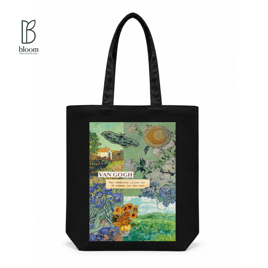 How Wonderful Yellow canvas tote bag - Regular Black | Bloom Bags BD