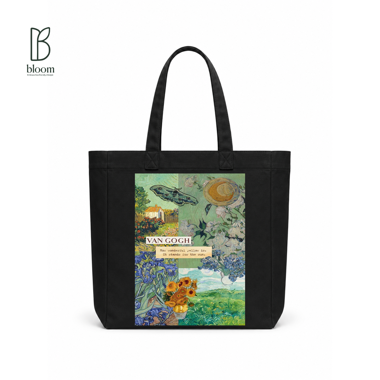 How Wonderful Yellow canvas tote bag - Square Black | Bloom Bags BD