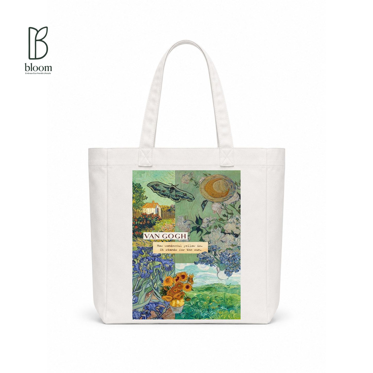 How Wonderful Yellow canvas tote bag - Square White | Bloom Bags BD