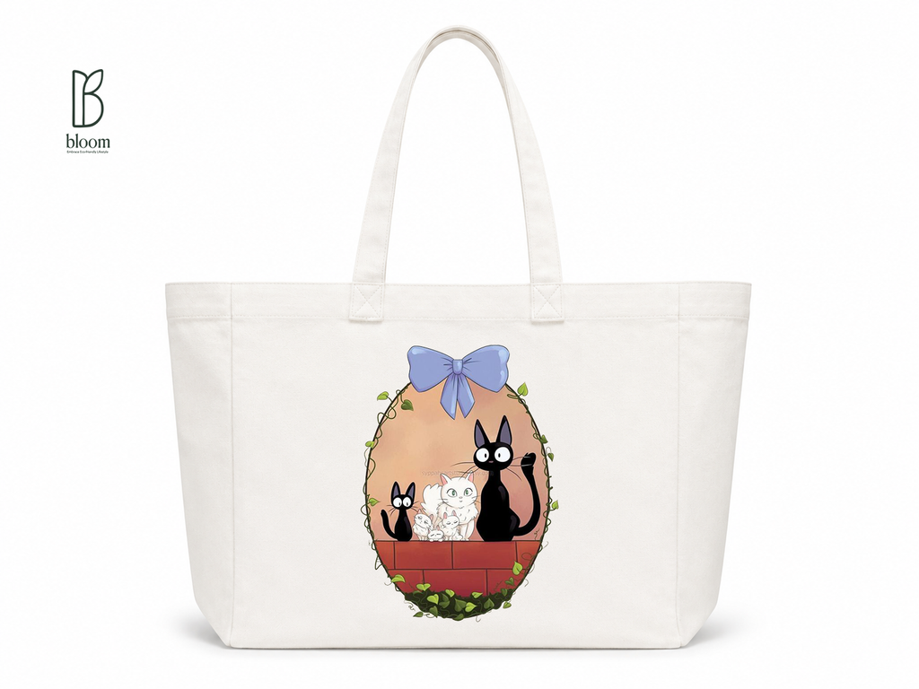Jiji's Garden canvas tote bag - Extended White | Bloom Bags BD