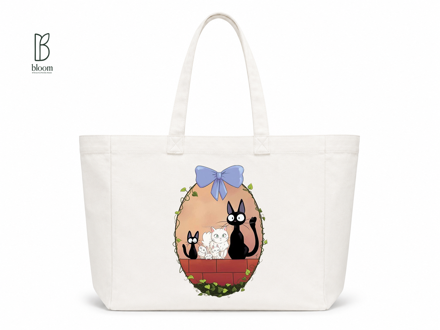 Jiji's Garden canvas tote bag - Extended White | Bloom Bags BD