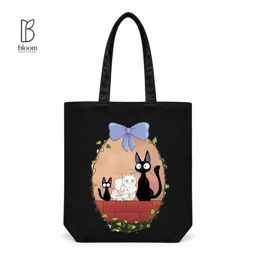 Jiji's Garden canvas tote bag - Regular Black | Bloom Bags BD