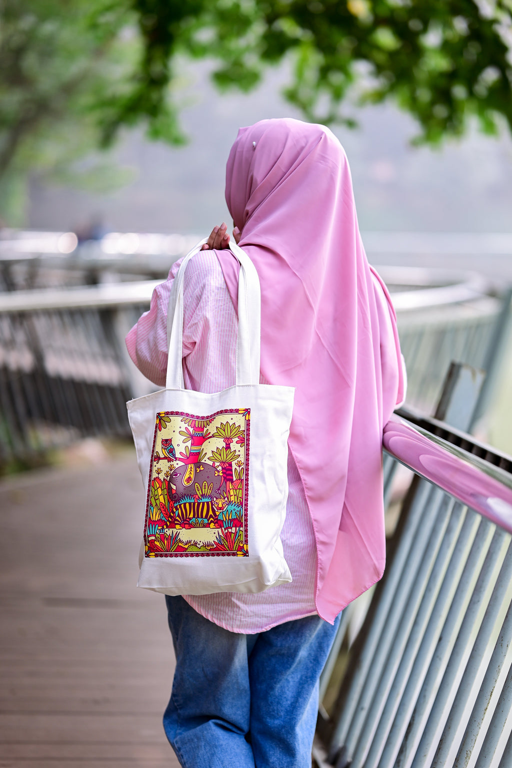 Jungle Mandala canvas tote bag - lifestyle photo | Bloom Bags BD