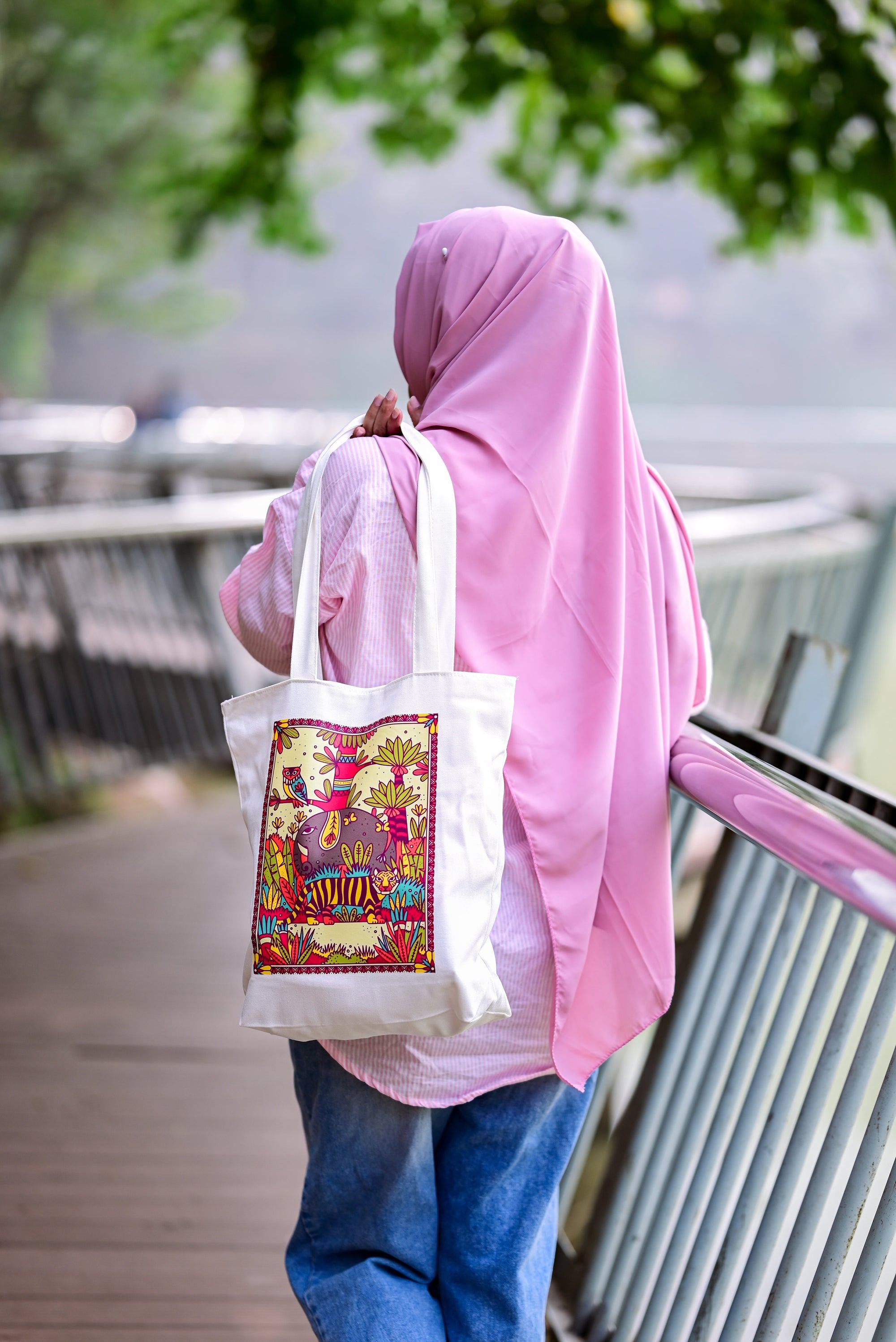 Jungle Mandala canvas tote bag - lifestyle photo | Bloom Bags BD