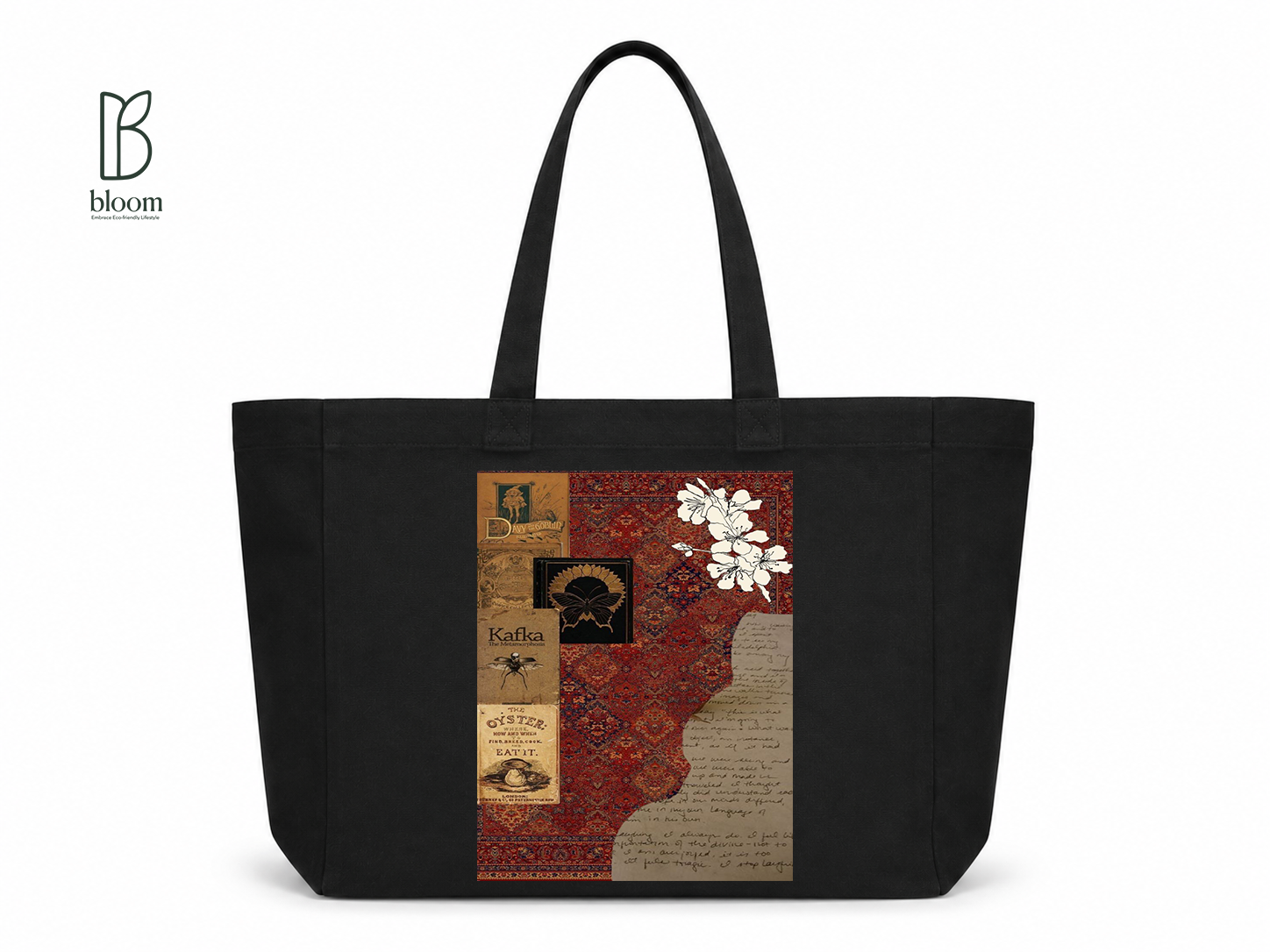 Kafka Metamorphosis canvas tote bag - Extended Black | Bloom Bags BD