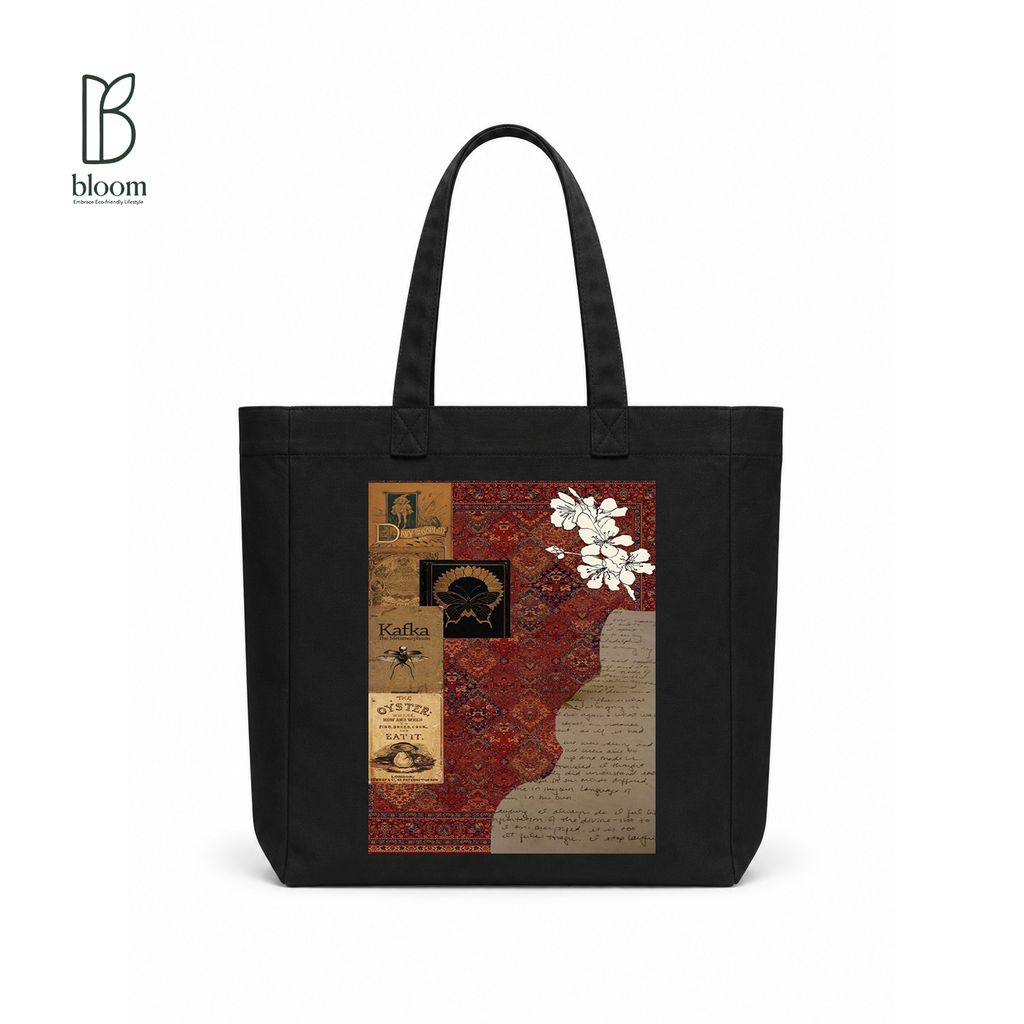 Kafka Metamorphosis canvas tote bag - Square Black | Bloom Bags BD