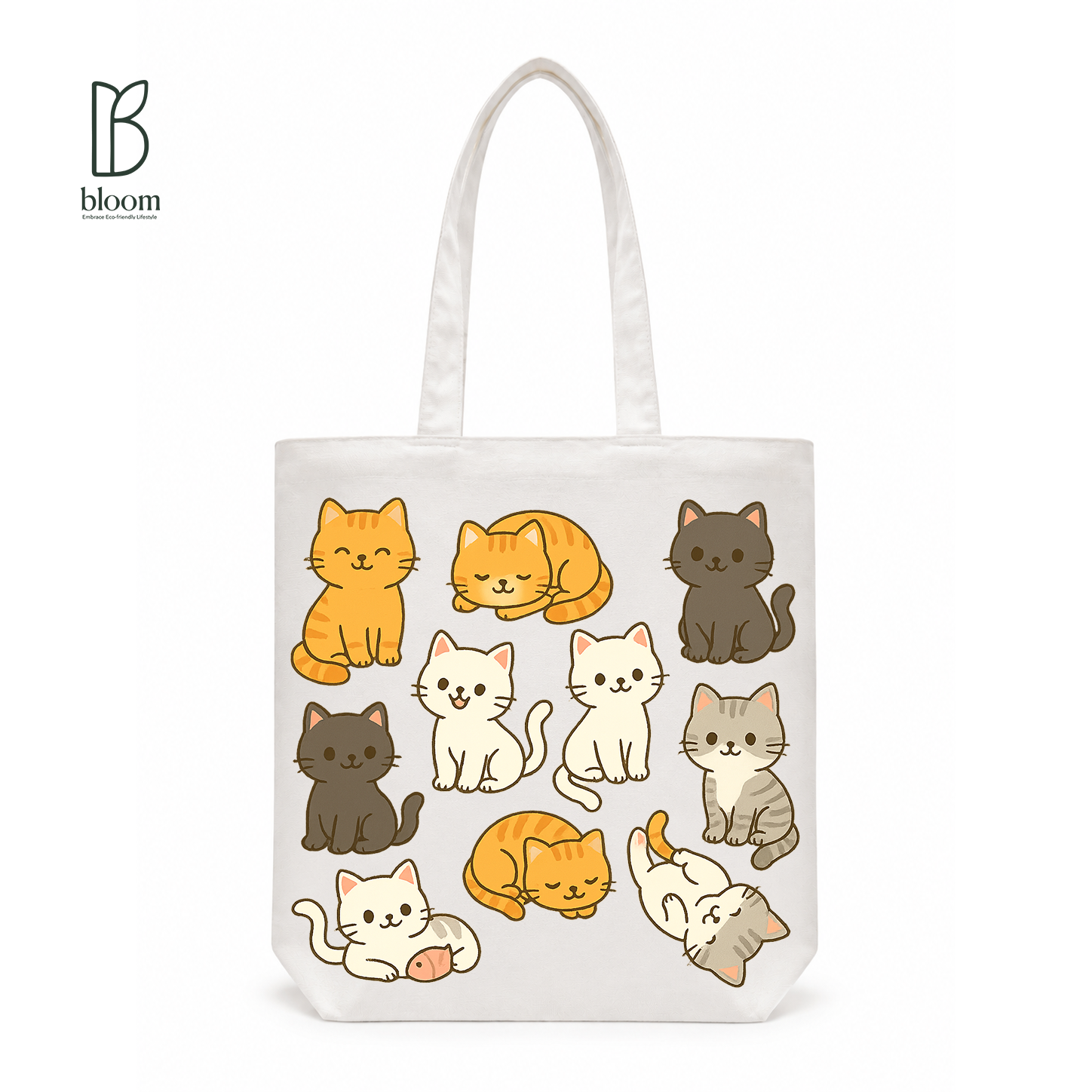 Kitty Confetti canvas tote bag - Regular White | Bloom Bags BD