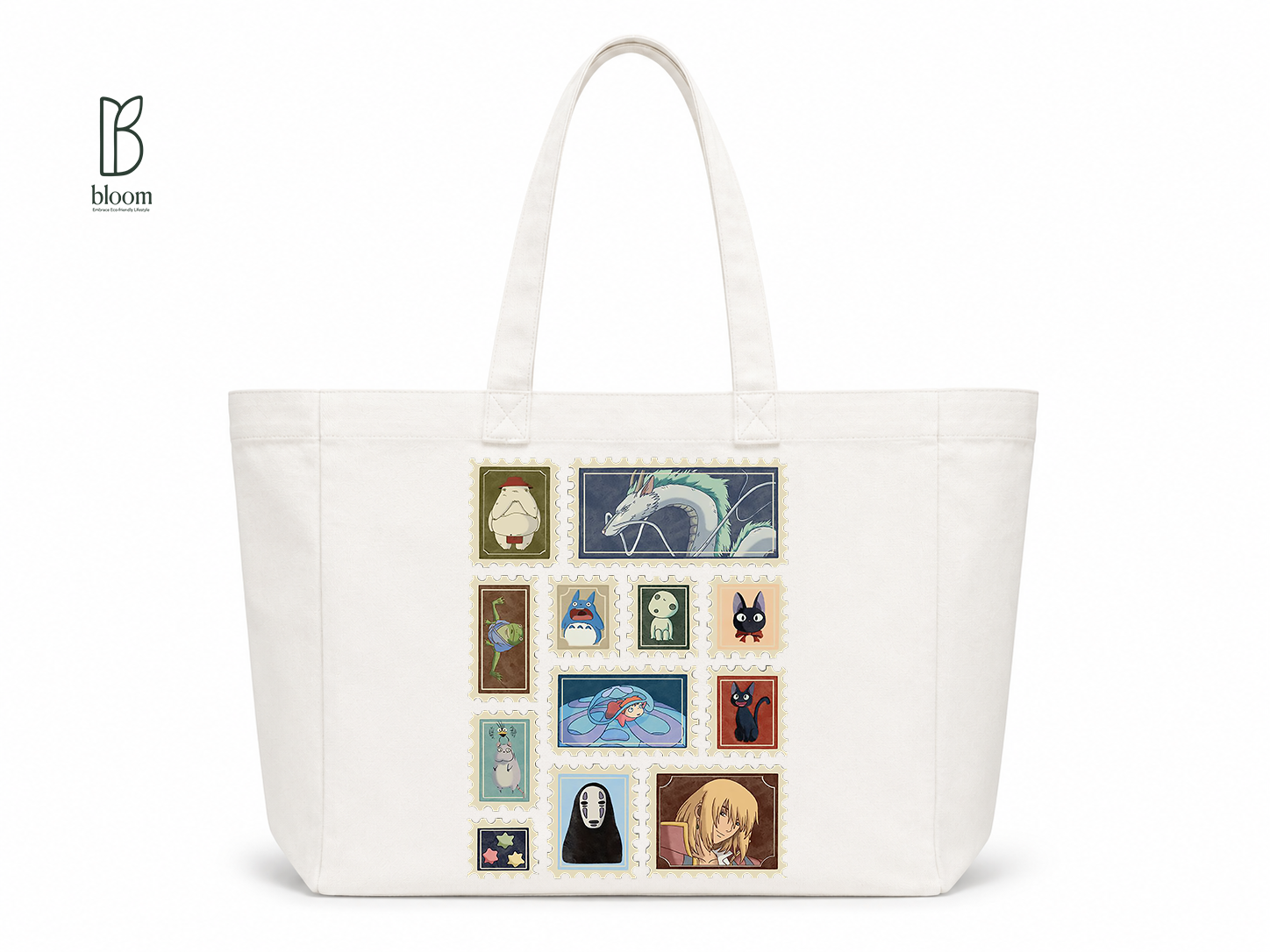 Kodama Ghibli anime canvas tote bag - Extended White | Bloom Bags BD