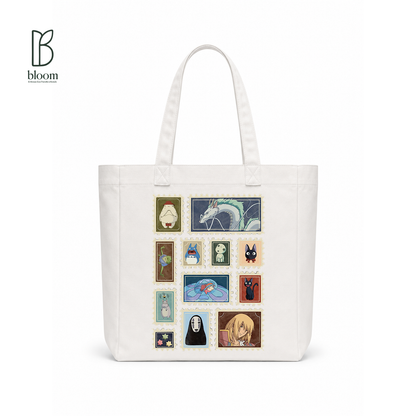 Kodama Ghibli anime canvas tote bag - Square White | Bloom Bags BD