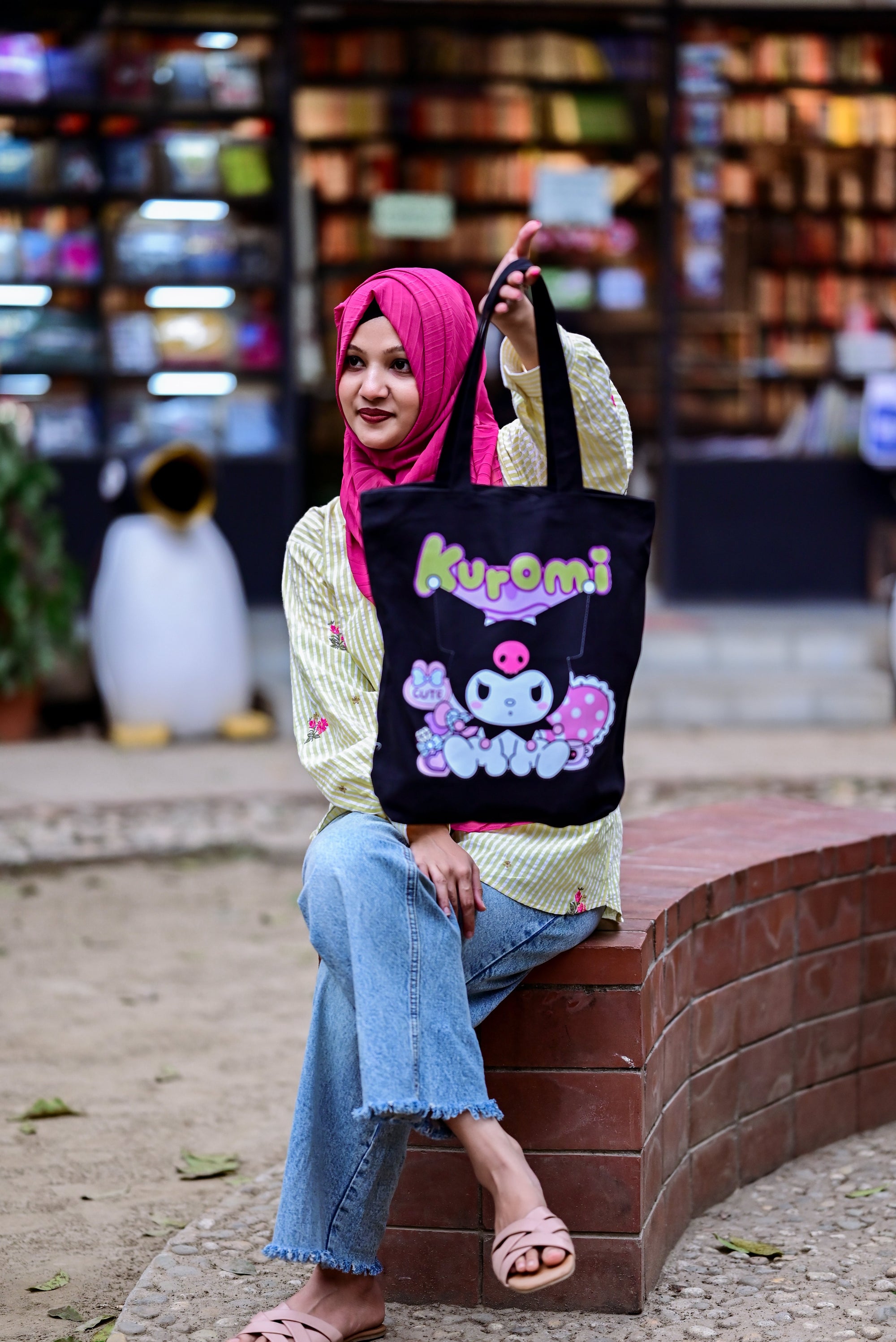 Kuromi Cute Goth canvas tote bag - lifestyle photo | Bloom Bags BD