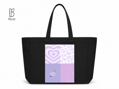 Lavender Dreams canvas tote bag - Extended Black | Bloom Bags BD