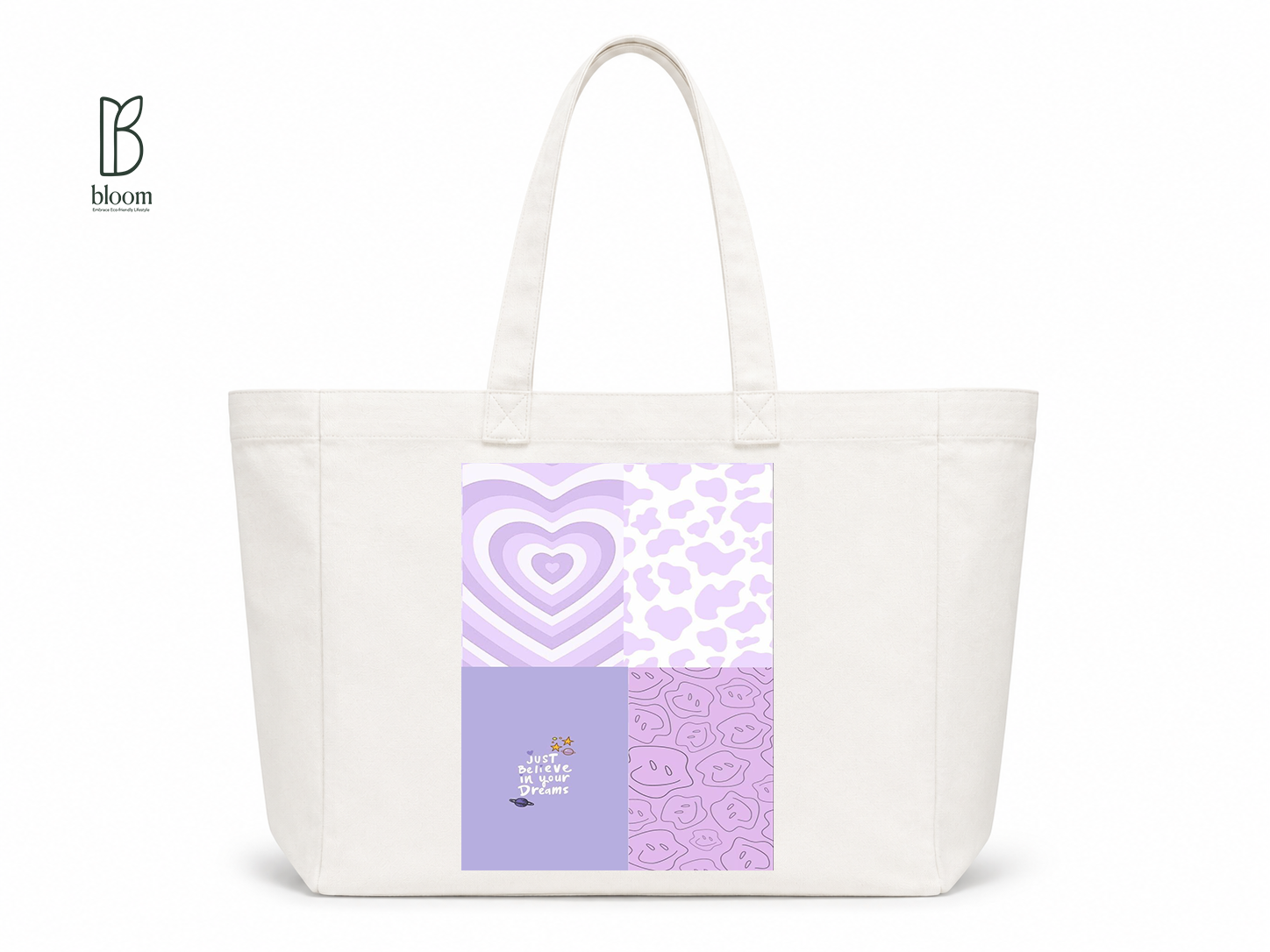 Lavender Dreams canvas tote bag - Extended White | Bloom Bags BD