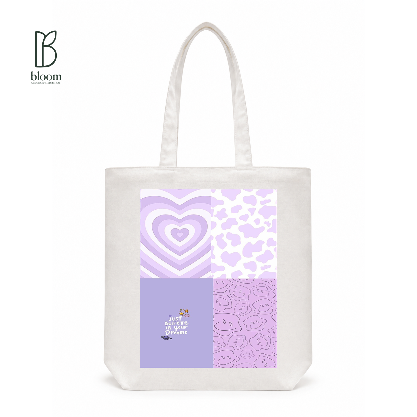 Lavender Dreams canvas tote bag - Regular White | Bloom Bags BD