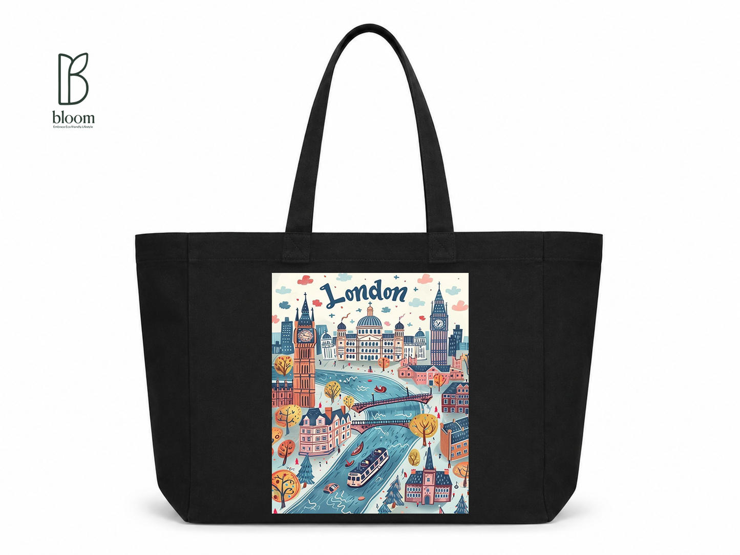 London Fog canvas tote bag - Extended Black | Bloom Bags BD