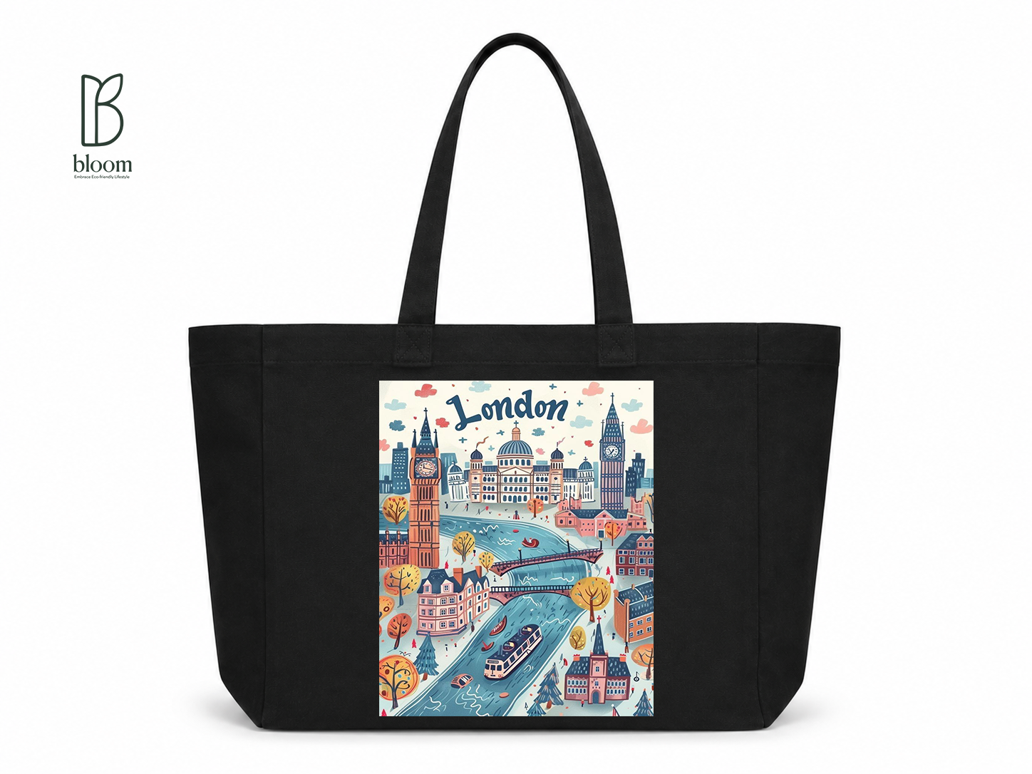 London Fog canvas tote bag - Extended Black | Bloom Bags BD
